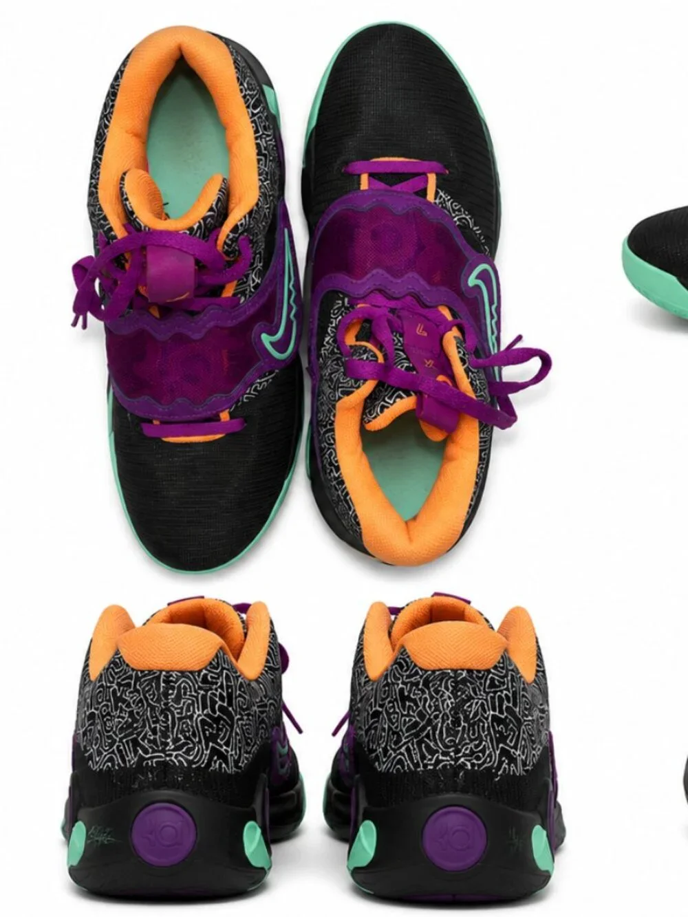 Nike KD Trey 5 X Basketball Shoes, Size 11 Black Purple Mint Orange
